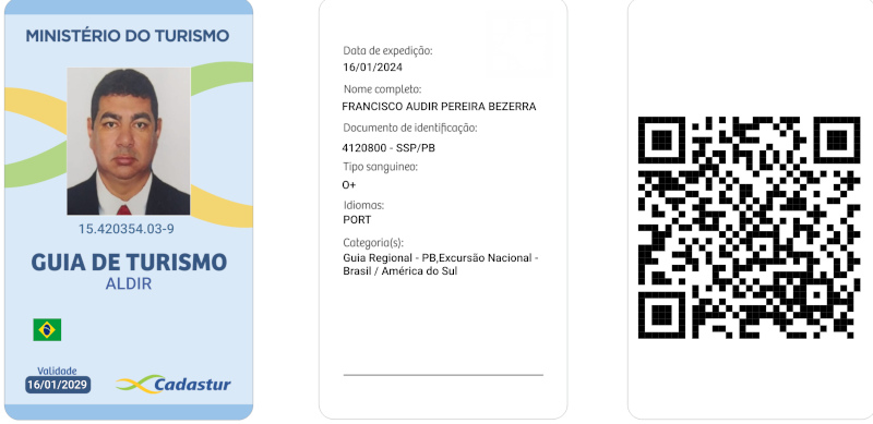 cópia do crachá oficial da Guia de Turismo Francisco Aldir 