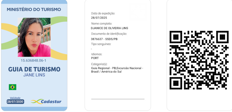 cópia do crachá oficial da Guia de Turismo Jane Lins