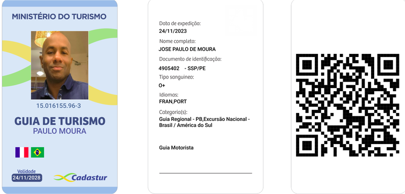 cópia do crachá oficial da Guia de Turismo Paulo Moura