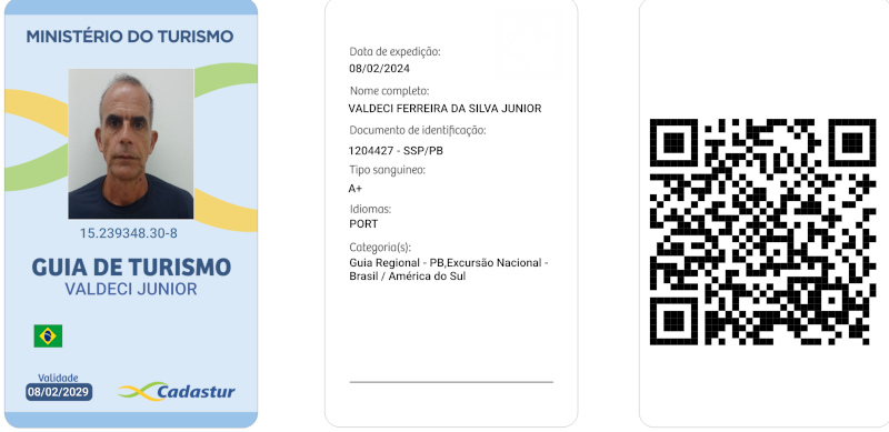 cópia do crachá oficial do Guia de Turismo Valdeci