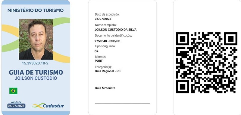 reprodução do crachá virtual do guia joilson